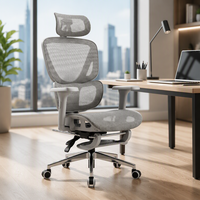Fauteuil de bureau moderne de style nouveau avec support lombaire ergonomique réglable, repose-pieds en maille à motif poisson, accoudoirs et fonction pivotante