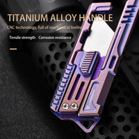 Couteau utilitaire en titane PioneerEDC, outil de poche EDC, mini-couteau à découper, couteau utilitaire de sauvetage en acier avec 10 lames rétractables