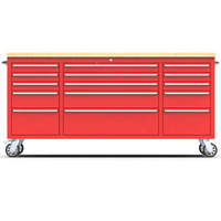 Boîte à outils mobile de style européen RW OEM, établi de garage, armoire à outils combinée pour atelier, 15 tiroirs, acier SPCC, 300 kg