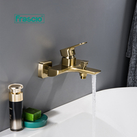 Robinet de bain brosse en laiton or, livraison gratuite, haut de gamme en laiton, robinet de bain pour hôtel, robinet de salle de bains mural