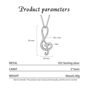 Hot Sale Exquisite S925 Sterling Silver Musical Symbol Pendant Necklace for Women's Fashion Jewelry <b>Gift</b> - Product Image 2