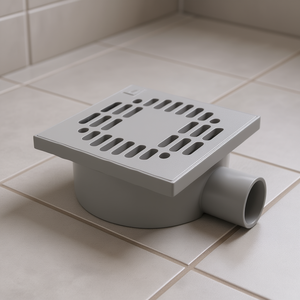 Adjustable Siphoned Drain Cover 15x15cm Grey <b>PP</b> With 50mm Side Outlet - Product Image 2