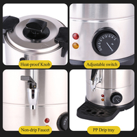 Chauffe-eau électrique commercial Cucina à double paroi en acier inoxydable, distributeur d'eau chaude, urne à thé, robinet anti-goutte, contrôle de la température
