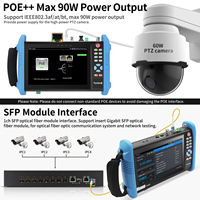 جهاز اختبار كاميرات المراقبة Rsrteng IPC-9800 Pro بشاشة لمس 7 بوصة، يدعم كاميرات IP بدقة 8K 32MP و4K 12MP، مع دعم SFP POE++ وCVBS وكابل الشبكة وHDMI
