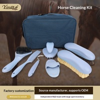 Kit de nettoyage pour chevaux : brosse curry, brosse de bain, cure-ongles, sac de rangement, fournitures d'équitation, équipement d'écurie pour chevaux OEM