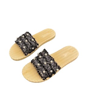 2026 New Xishuangbanna Fairy Style Pearl Flat Slide Sandals Women Sweet Versatile Vacation Beach <b>Slippers</b> - Product Image 5