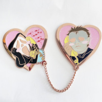 Créez votre propre logo : Épingles de revers et badges personnalisés en métal émaillé (doux ou dur) avec logo, en or rose, style dessin animé et anime
