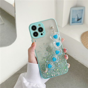 קריסטל לב צמיד שרשרת טלפון מקרה עבור iPhone 13 פרו מקסימום 12 11 פרו מקס מיני XR XS <span class=keywords><strong>X</strong></span> <span class=keywords><strong>7</strong></span> 8 <span class=keywords><strong>6</strong></span> 6S בתוספת SE2020 גליטר רך כיסוי - Product Image 5