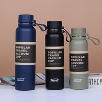 Bouteille d'eau en acier inoxydable personnalisée avec poignée en silicone, double paroi, thermos de sport, gourde isotherme