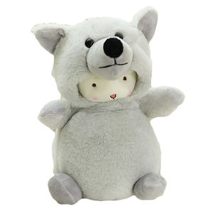 Realistico Oem peluche adorabile e gigante di lino gonfiabile divertente grigio personalizzato nero peluche in piedi Arctic Amigurumi Wolf - Product Image 2