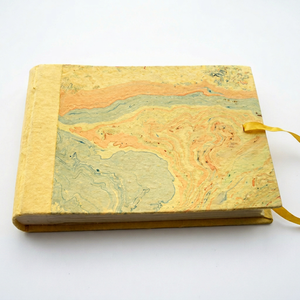 Album photo en papier de couleur marbre jaune recyclé fait à la main, personnalisé avec boîte de couleur assortie, exporté par Camlon du Rajasthan - Product Image 1