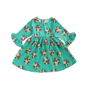 Bambini del Vestito Della Camicia Piccolo Le Ragazze In Maglia di Cotone Morbido Infantile Del Bambino Con Stampa Floreale di Primavera Inverno Ruffle Boutique Della Ragazza del Vestito Operato