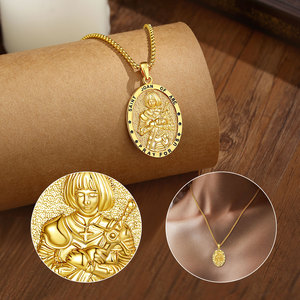 Merryshine Colgante de Santa Juana de Arco Personalizado, Chapado en <span class=keywords><strong>Oro</strong></span>, Cobre, Amuleto Cristiano, Medalla, Joyería, Collar para Hombre - Product Image 4