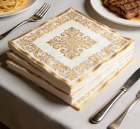 Serviettes en papier jetables de luxe style européen avec feuille d'or, serviettes de table jetables épaissies en feuille d'or européenne