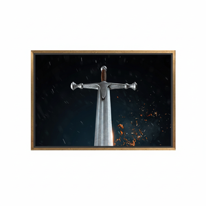 Samurai Sword <b>Canvas</b>: Modern Tempered Glass Print Wall Art,GOLD <b>FRAMED</b> <b>CANVAS</b> - Product Image 2