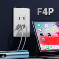 Prise murale standard américaine avec 4 ports USB-A, 15A, auto-terrestre, homologuée pour usage domestique/commercial