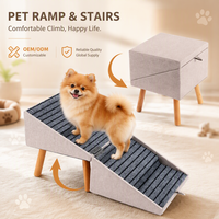17 Zoll Faltbare Hundetreppe 2-in-1 Abnehmbare Hunderampe Stufenhocker Rutschfest Stabil für Kleine Mittelgroße Hunde Katzen Atmungsaktiv für Alle Jahreszeiten