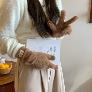 Gants en Plumes de Poulet Doux et Moelleux <span class=keywords><strong>pour</strong></span> Femme, Hiver, Polyvalents, Longueur Opéra, Épaissis, Chauds, Sans Doigts, Compatibles Écran Tactile - Product Image 4