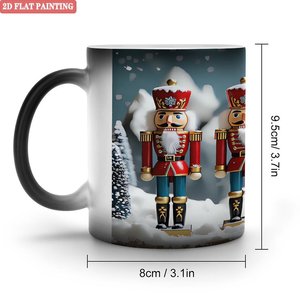 Frosted Black Ceramic Mug 11oz Heat Activated Color Changing Cup With <b>Nutcracker</b> Design - Product Image 1