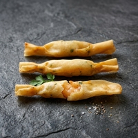 Rouleau de printemps au toffee de crevettes - Garniture 100% crevettes entières, apéritif torsadé à la main en forme de bonbon, dim sum de fruits de mer surgelés pour la restauration