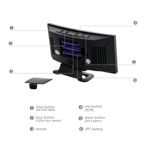 Nhà Máy Giá ba nhóm của báo động USB sạc Led Gương kỹ thuật số bảng bàn đồng hồ báo thức - Product Image 5