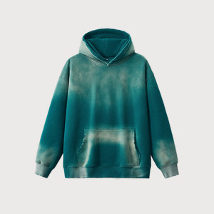 Wholesale Customizable 3D Embroidery Print Acid Wash Heavyweight Gradient Retro Hoodie High Quality Oversized <b>Zipper</b> <b>Jacket</b> - Product Image 1
