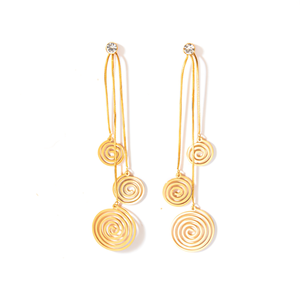 Fashion Drop <b>Earrings</b> 316L Stainless Steel PVD <b>Gold</b> Plating Spiral Design Long <b>Dangle</b> <b>Earrings</b> - Product Image 2