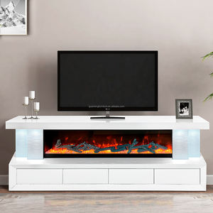 Mueble para TV con Efecto Mármol, Textura de Mármol, Espejo, con 4 Cajones, <span class=keywords><strong>Chimenea</strong></span> Eléctrica Decorativa, Muebles - Product Image 3