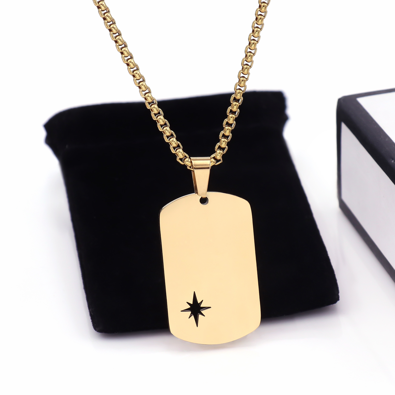 53cm Men Women Great Wall Pattern Stainless Steel Necklace