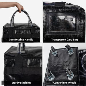 車輪付きトラベルバッグ、折りたたみ式ローリングトートトロリー、再利用可能な食料品ショッピングバッグ - Product Image 4