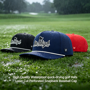 OEM Custom PVC Rubber Patch 5 Panel Laser Perforated Waterproof Baseball Cap Unisex Front Rope Outdoor Sports Hat - Product Image 1