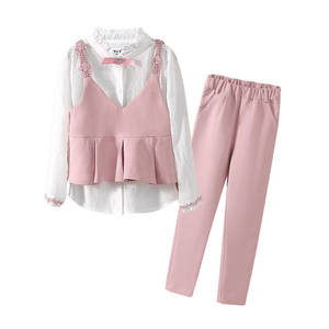 Vêtements pour enfants en gros, chemisier et pantalon formels à manches longues pour filles coréennes, ensemble 3 pièces, achat en ligne à Hong Kong - Product Image 1