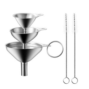 Set corong dapur silikon corong logam baja tahan karat Food Grade untuk corong kecil bumbu minyak esensial untuk pengisian botol - Product Image 1
