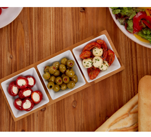 2026 <span class=keywords><strong>vendita</strong></span> calda Premier <span class=keywords><strong>casalinghi</strong></span> in porcellana bianca quadrati ciotole Snack su vassoio di bambù Set di 3 - Product Image 4