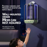 Lámpara Mata Mosquitos Eléctrica Recargable, Trampa de Luz UV de 395 Nm, Eliminador de Insectos Silencioso, de Pared y Escritorio, Doble Uso