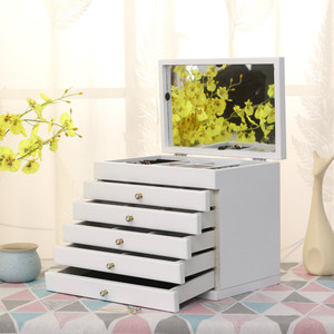 Bán Buôn Sang Trọng Có Thể Gập Lại Vòng Cổ Bằng Gỗ Hộp Trang Sức Màu Trắng - Product Image 6