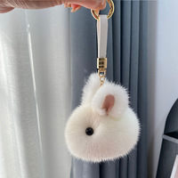 Bonito Mini Yutu Saco Pingente Mink Fur Rabbit Plush Keychain Soft 3D Forma Durável e Elegante Acessório