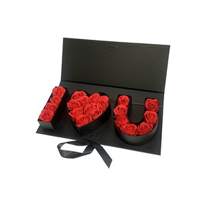 Cajas plegables I Love You de LOW MOQ con cinta de seda, caja de regalo rectangular de flores para mi novia en el Día de San Valentín, Día de la madre - Product Image 1