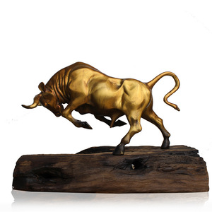 Bronze Bull Figurine Black Gold Copper Color Sculpted Home Decoration Gift - Product Image 3
