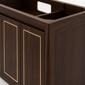 Meuble de salle de bain moderne à 3 portes en bois massif noyer foncé - Product Image 4