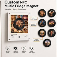 Nouveauté : Aimant de réfrigérateur personnalisé avec photo et musique, lecteur de musique NFC à disque rotatif et éclairage, disques remplaçables, boîte à musique NFC, lecteur de musique NFC