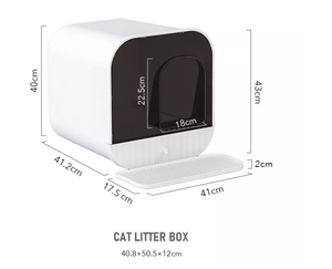 Große, vollständig geschlossene Luxus-Katzen toilette aus Kunststoff mit Luxus-Katzen toiletten und Zubehör - Product Image 3