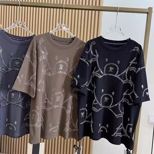 <span class=keywords><strong>T</strong></span>-<span class=keywords><strong>shirt</strong></span> Oversize da <span class=keywords><strong>Donna</strong></span> in Cotone Taglie Forti, Design Primavera/Estate con Strass e Motivo Orsetto, Vestibilità Rilassata, Manica Corta - Product Image 3