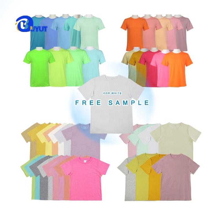 ÉCHANTILLON GRATUIT de polyester à sublimation uni blanc col rond manches courtes T-shirts blancs DIY pour bébés et jeunes enfants