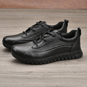 Zapatos de Hombre para Caminar con Suela de Goma, Ligeros, Transpirables, a la Moda, con Parte Superior Tejida, Color Negro para Otoño - Product Image 1