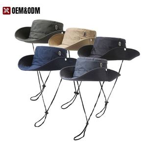 Customized Printed Outdoor Leisure Travel Wide Brimmed Fisherman Hat Team Activity Hiking <b>Sunscreen</b> Hat Bucket Hat with String - Product Image 1