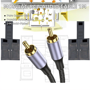 Câble <span class=keywords><strong>coaxial</strong></span> RCA MOSWAG 3,3 pieds/1 m, plaqué or 24 carats, gaine en nylon, conducteur en cuivre nu, <span class=keywords><strong>cordon</strong></span> audio <span class=keywords><strong>numérique</strong></span> pour home cinéma et son automobile - Product Image 2