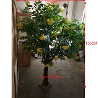 150cm de hauteur paysage décoratif arbre de fleurs de criquet jaune artificiel, arbre de savant chinois, arbre de pagode artificielle