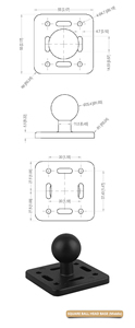 Base carrée pour boule de 1 pouce (2,17"x2,17") à 4 trous, motif AMPS avec boule de taille B / 1 pouce / 25 mm VIN-B-004 - Product Image 5