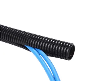 Tubo flexible PA plástico corrugado negro arnés de cableado telar